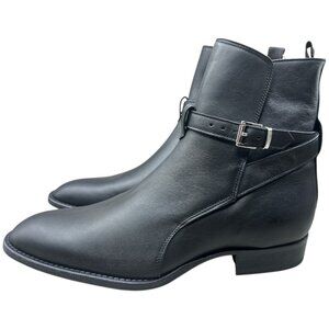 Lemarè Vitello Nero Black Leather Booties - Size 11 (Italian 41)